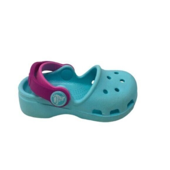 Crocs | Toddler Blue & Pink Strap Clogs Water Shoes Size 4 - Picture 1 of 11